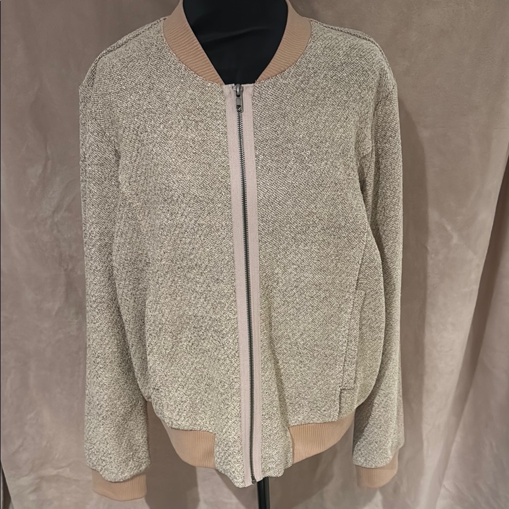 Mystree Tan Bomber Jacket with Ribbed Details